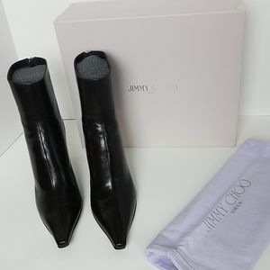 Jimmy Choo Daisy Kid Drk Brwn Lthr Bootie Sz 38.5.